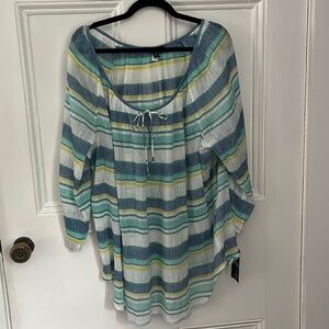 Chaps. NWT. Beach coverup/ tunic summer blouse.  100% Cotton light weight.